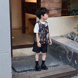 国风新中式马甲2025秋季新款洋气时髦唐装新中式刺绣藏青色马甲潮