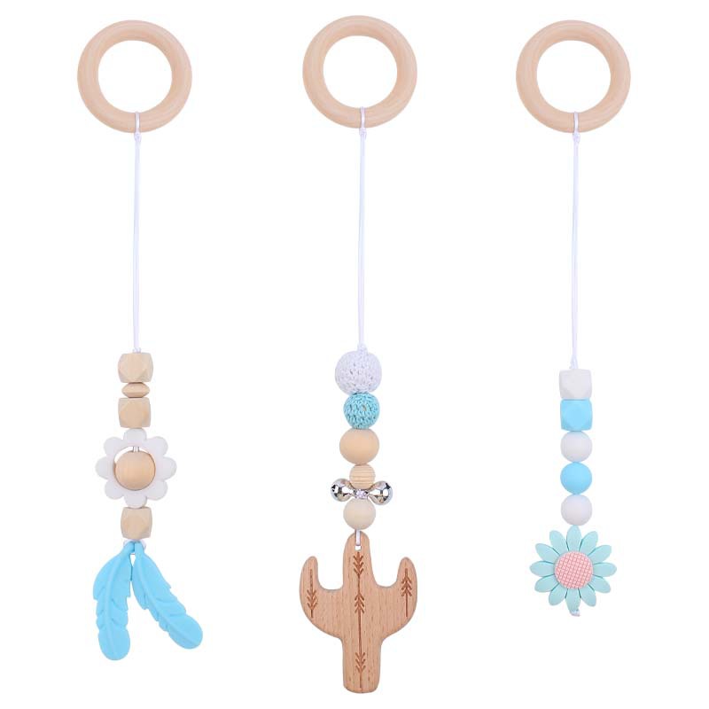 Nuevo bebé suministros Flor de dibujos animados silicona mordedor creativo DIY pájaro mordedor gran campana sonando conjunto de tres piezas