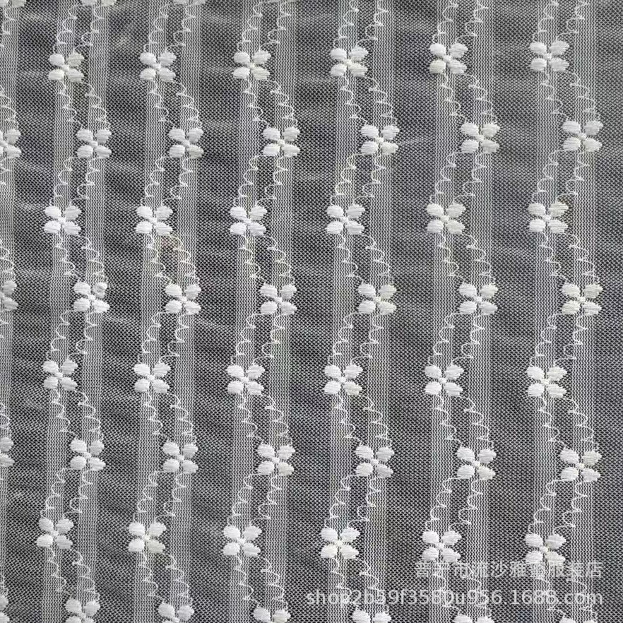 Malla jacquard elástica suave al por mayor, tela de malla de spandex de brocado, tela floral pequeña en forma de diamante de amor, colección de puntos