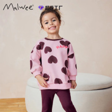 跨境malwee秋装童装卫衣秋冬新款欧美中小童圆领长袖可爱印花上衣