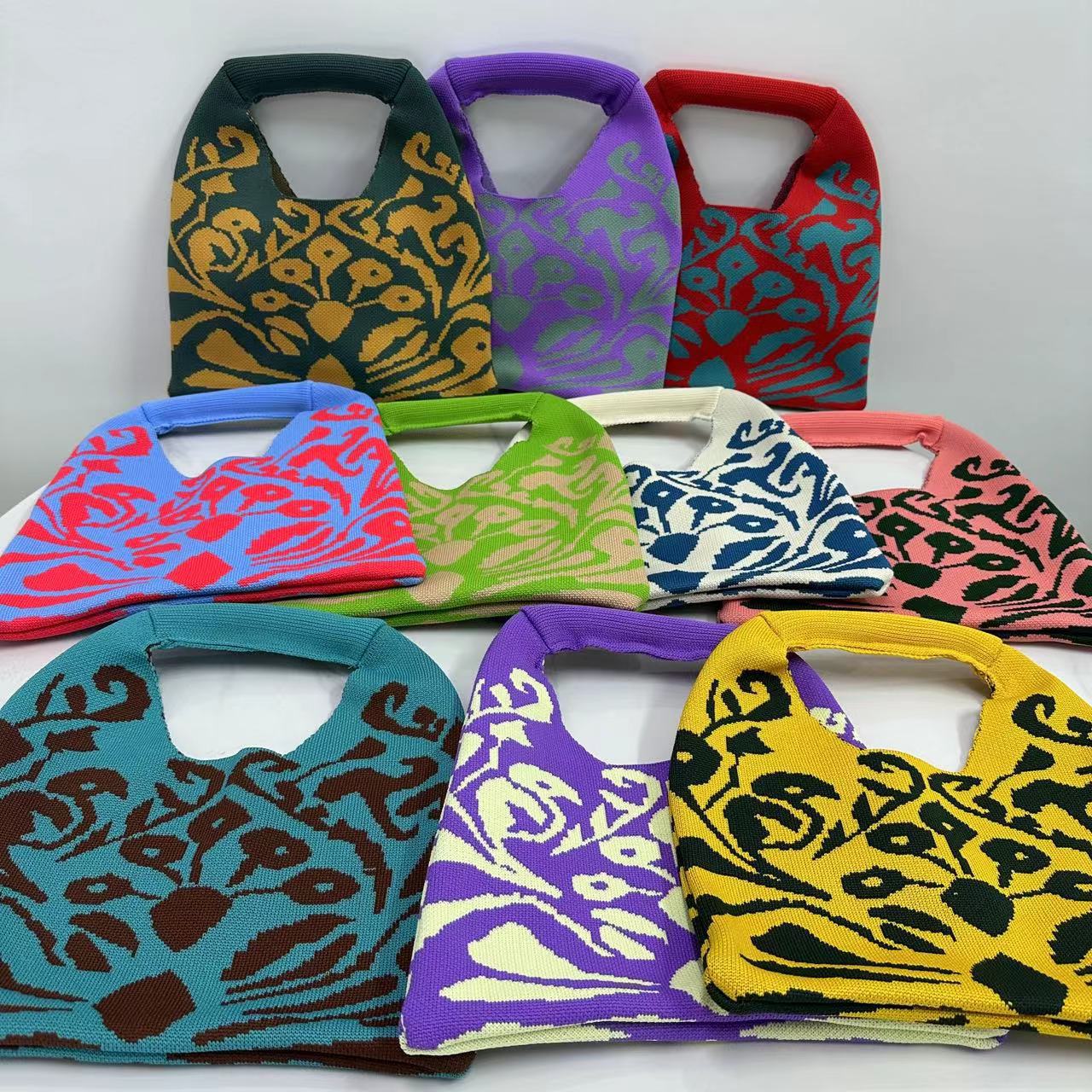 亚马逊跨境女士钩编机包包森女手拿袋手提袋手提包针织森女小方包