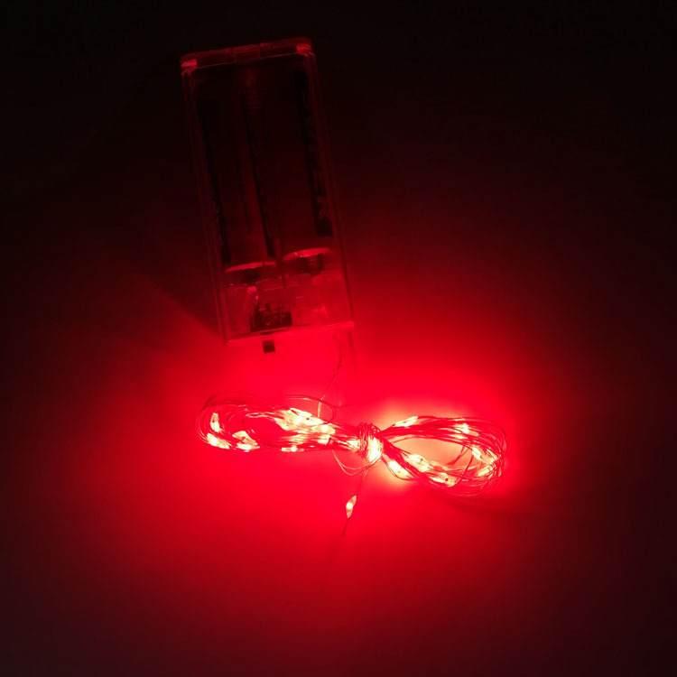 Bola de onda LED Cadena de luz de alambre de cobre caja de la batería luminosa 3 M caja de luz de color neto Globo Rojo luz de color ventas directas de la fábrica