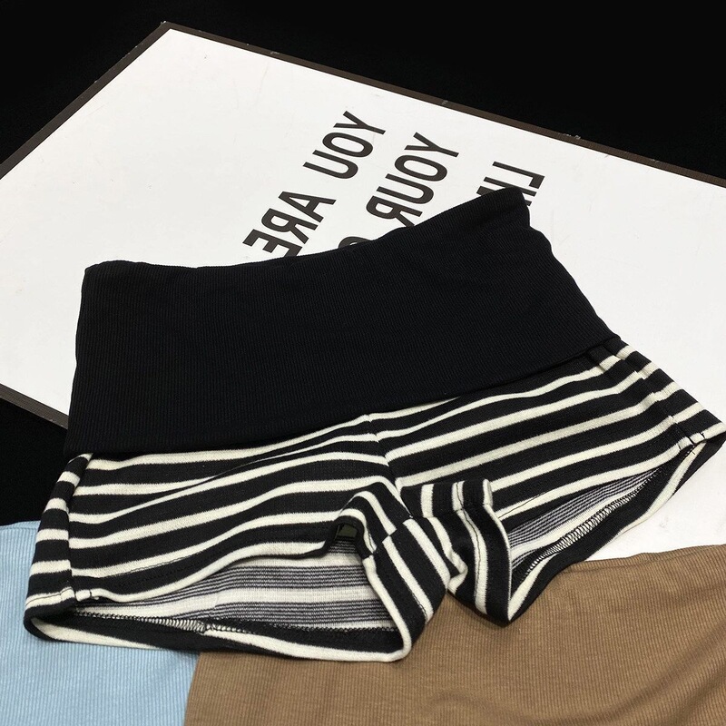 Purely Sexy Hot Girl Style Color-Blocked Summer High-Waisted Striped Shorts, Stretchy Slimming Color-Blocked Sports Hot Pants for Women Purely Sexy Hot Girl Style Color-Blocked Summer High-Waisted Striped Shorts, Stretchy Slimming Color-Blocked Sports Hot Pants for Women