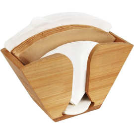 家用竹质咖啡过滤纸收纳盒 多用途桌面漏斗形收纳架实木纸巾架
