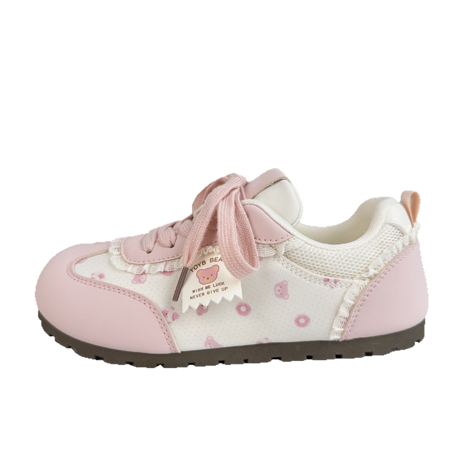 Yuanbo zapatos blancos para mujeres 2025, verano nuevo oso impresión de zapatos de entrenamiento, zapatos de skate casuales, zapatos de pan de cabello