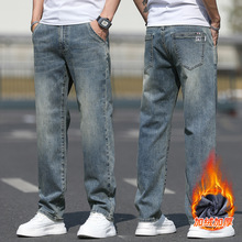 冬季复古牛仔裤男士2025新款宽松直筒大码薄款休闲长裤子男款阔腿