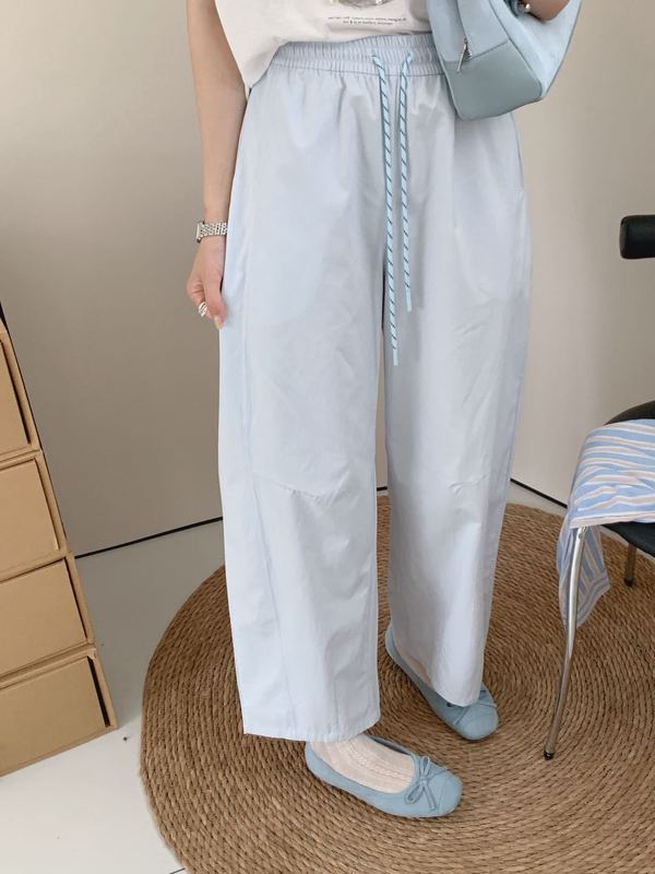 韓国 emis 2025 夏薄いルーズスリムコットンバルーンパンツアウターウェア 9 点ストレートパンツ女性のパンツ|undefined