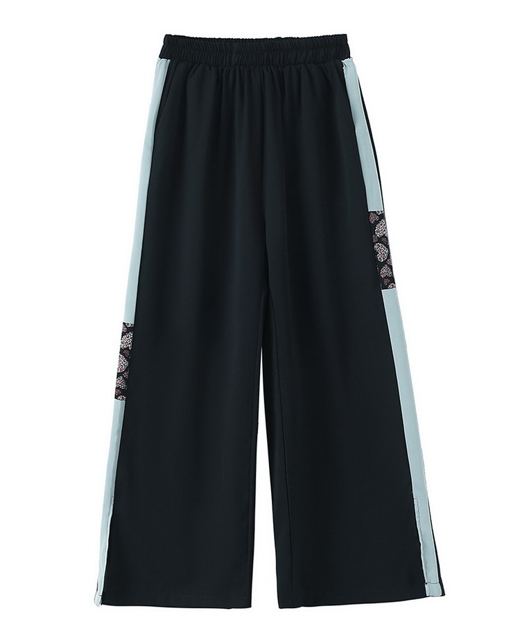 2023 Summer new short sleeve middle-aged and elderly suit female mother's wear plus size high waist cropped wide leg pants two-piece suit fashion