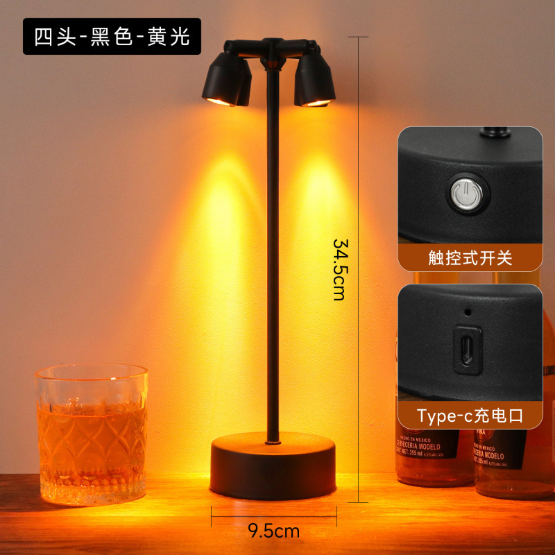 Lámpara de mesa de bar recargable al aire libre iluminación de ambiente de restaurante luz de noche luz de mercado nocturno faro de estand de atmósfera lámpara de mesa