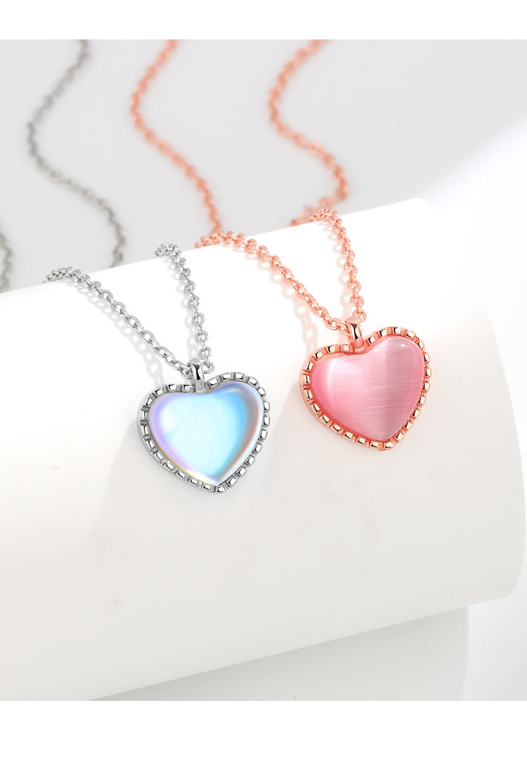 Simple Style Heart Shape Copper Inlay Opal Pendant Necklace 1 Piece