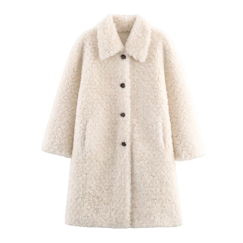 Zg Export Winter New Women's Clothing Wholesale Lapel Mid-Length Over-The-Knee Fur Outwear