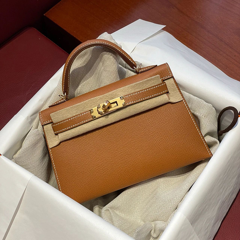 Bolso Kelly mini de cuero genuino, nuevo 2025, para mujer, versátil, al por mayor