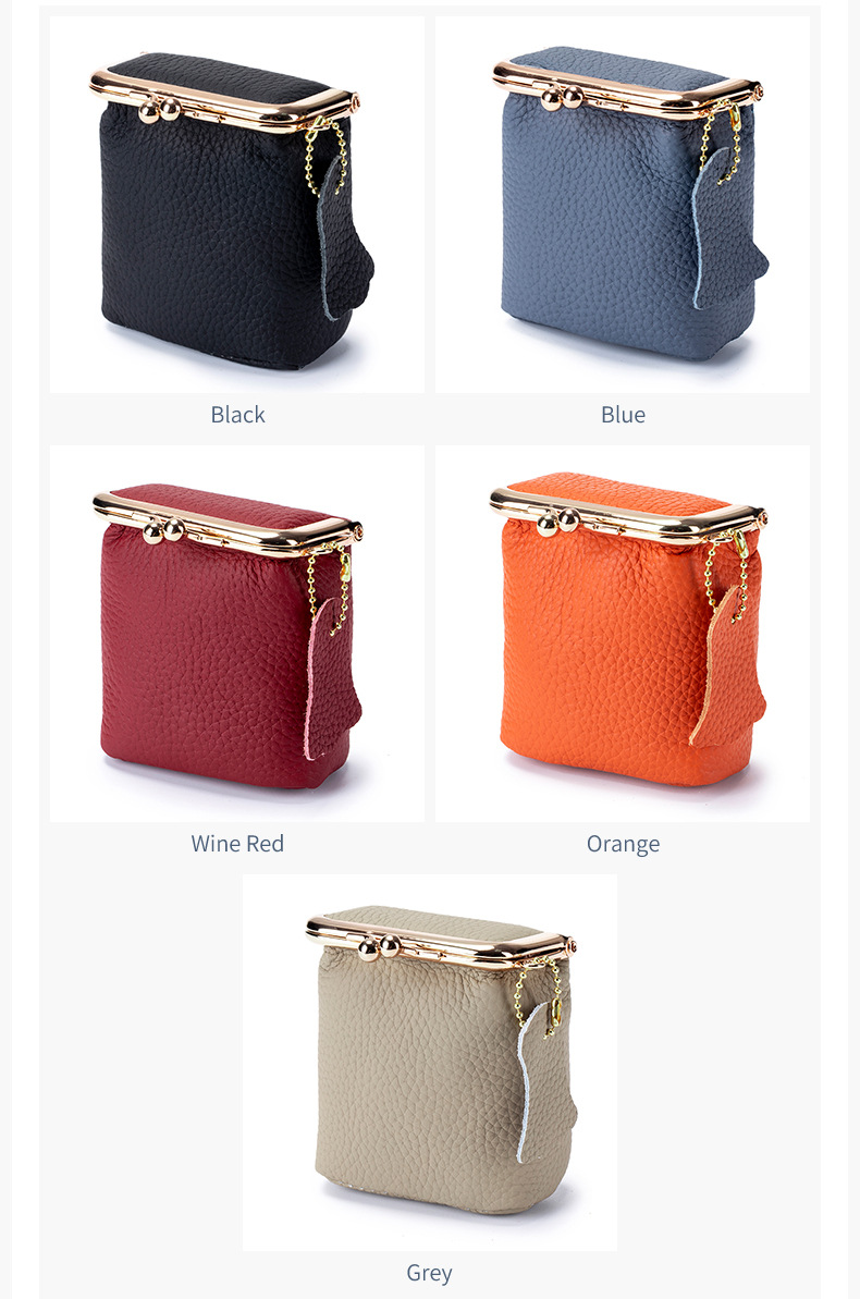 New leather mini mouth red envelope ins style lychee pattern multifunctional lipstick box convenient change coin storage_voghion.com