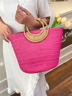 Knitted handmade bag, brand straw capacious handheld beach trend shoulder bag