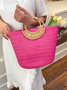 Knitted handmade bag, brand straw capacious handheld beach trend shoulder bag