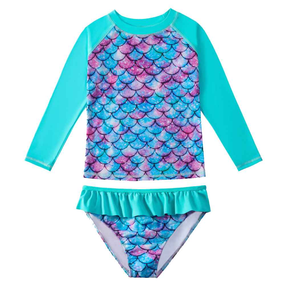 Children's One-piece Swimsuit Long Sleeve Bikini With Mermaid Print display picture 2