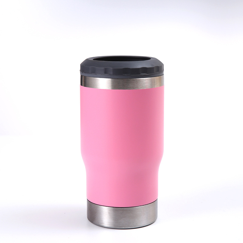 Transfronterizo 14oz al aire libre portátil tanque de frío de doble capa de pulverización de vacío taza de aislamiento de plástico creativo auto-construido abridor de botellas de vidrio de cerveza