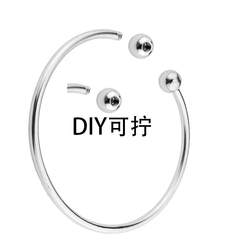 Cross-border in stock titanium steel open round bead bracelet DIY with large hole beads Pan family basic bracelet wholesale