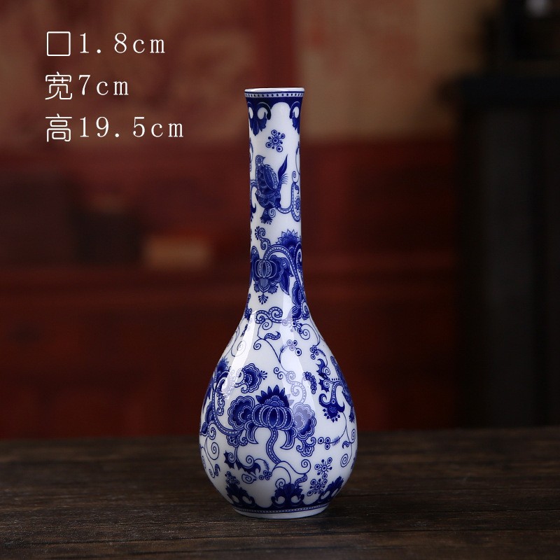Vaso de escritorio de cerámica de porcelana pequeña boca mini hidroponía de flores retrógradas botellas de flores de porcelana