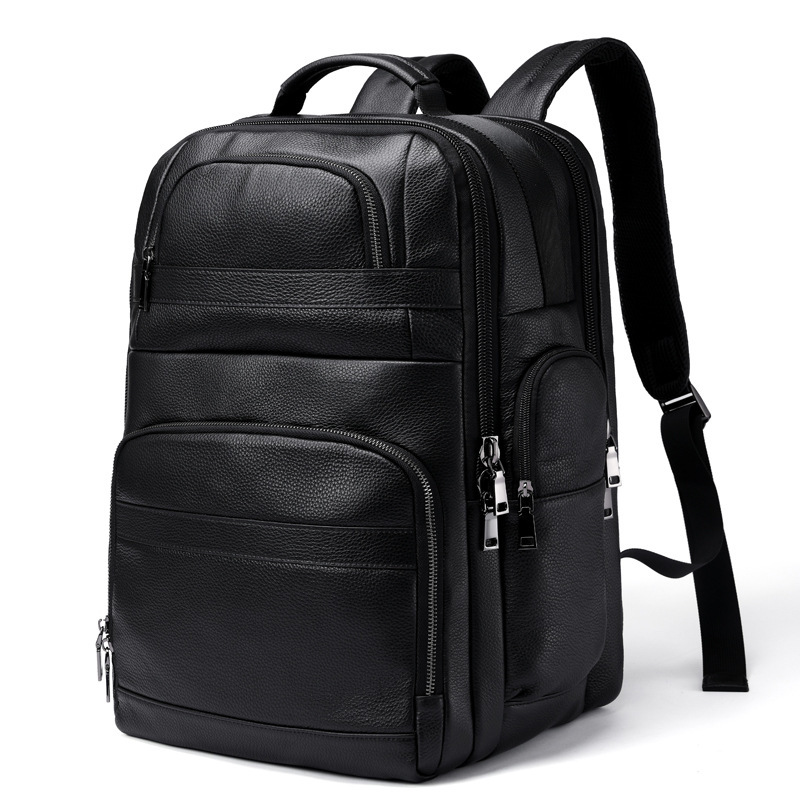 New Men's Genuine Leather Backpack Large Capacity Travel Backpack Business Trip Commuter Backpack Men's First Layer Cowhide Computer Bag