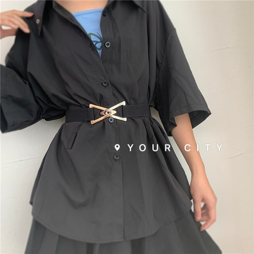 Wholesale Korean style triangular buckle waistband, simple, fashionable and versatile belt for women, elastic elastic waist, slimming