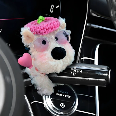 West Highland Car Gear Shift Decoration Plush Doll Wiper Turn Signal Car Interior Ornament for Women (Sürətlər qutusu və əl tormozu başlıqları) - monroe-lucy-highland-hug-large