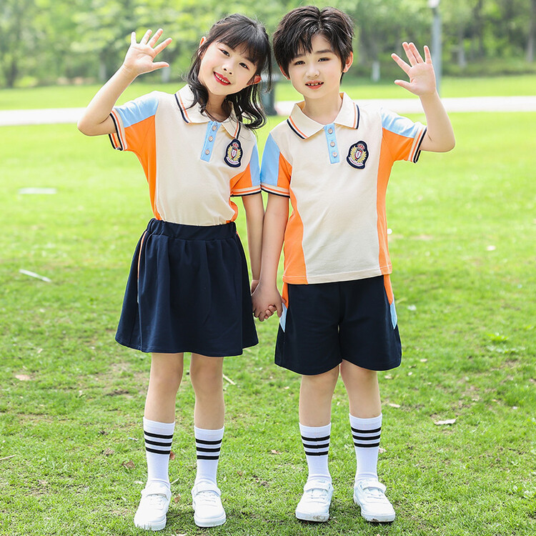 夏新款2023校服夏季幼兒園小學生純棉運動裝套裝兒童班服畢業拍照
