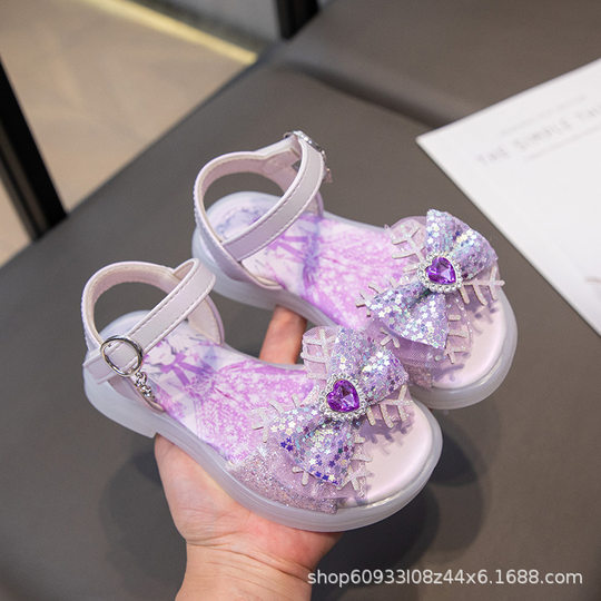 Girls' Sandals New Arrival 2024 Summer Mid-Big Kids Stylish Jelly Sole Little Girl Baby Elsa Princess Shoes Dance