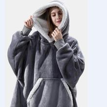 亚马逊huggle hoodie套头睡衣 电视毯户外防寒保暖睡袍情侣装卫衣