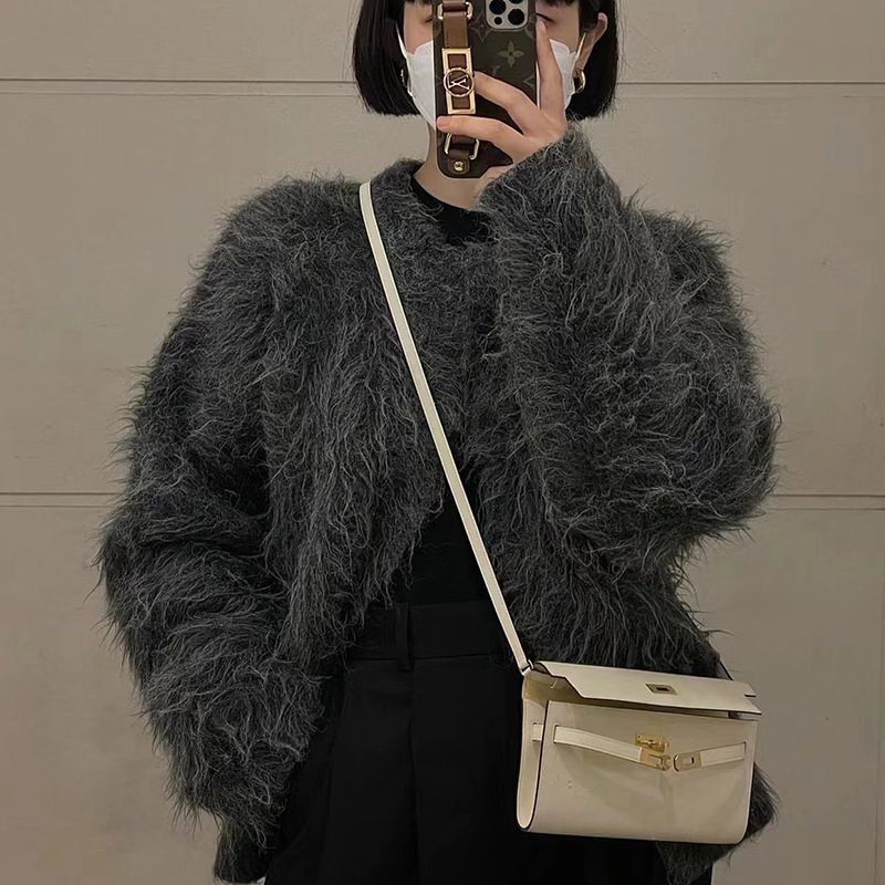 High-End Fully Handmade Wax Thread New Woc Kelly Wallet Mini Palm Print Cowhide Shoulder Crossbody Armpit Bag