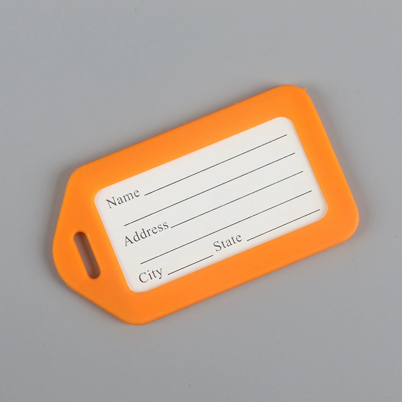 Plastic luggage tag, suitcase, airplane
