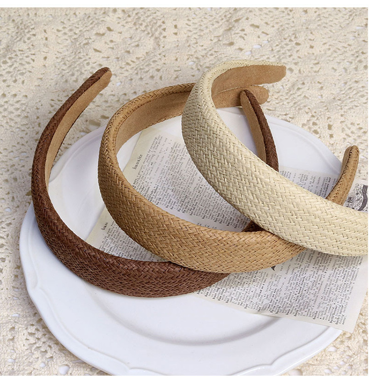cotton and linen Material Women's Retro Simple Style Solid Color Cotton And Linen Hair Band
