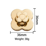新款箱包配件花花拧锁插扣 四叶草设计浅金色锌合金包包五金锁扣