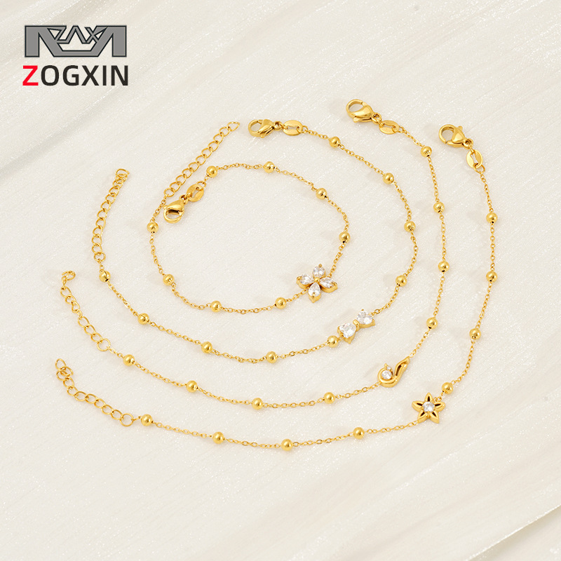 Europa y los Estados Unidos de alto nivel de sensación de arco de acero inoxidable brazalete de lujo ligero joyería dorada brazalete de zircón mujer