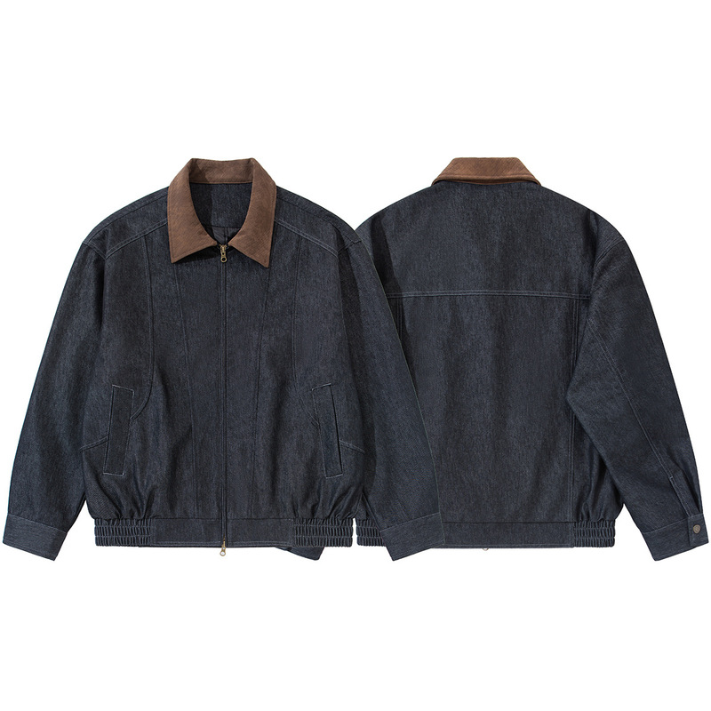 Guye Men's Wear 2026 Autumn New Harrington Old Money Style Work Jacket Men's Color Block Turn-down Collar Loose Coat Guye Men's Wear 2026 Autumn New Harrington Old Money Style Work Jacket Men's Color Block Turn-down Collar Loose Coat