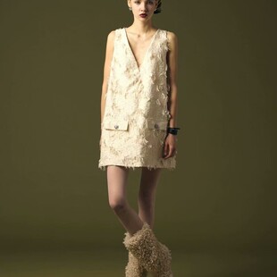 2024 Autumn New Mid-Heel Pointed Toe Slip-On Fur Shoes European and American Cross-Border
