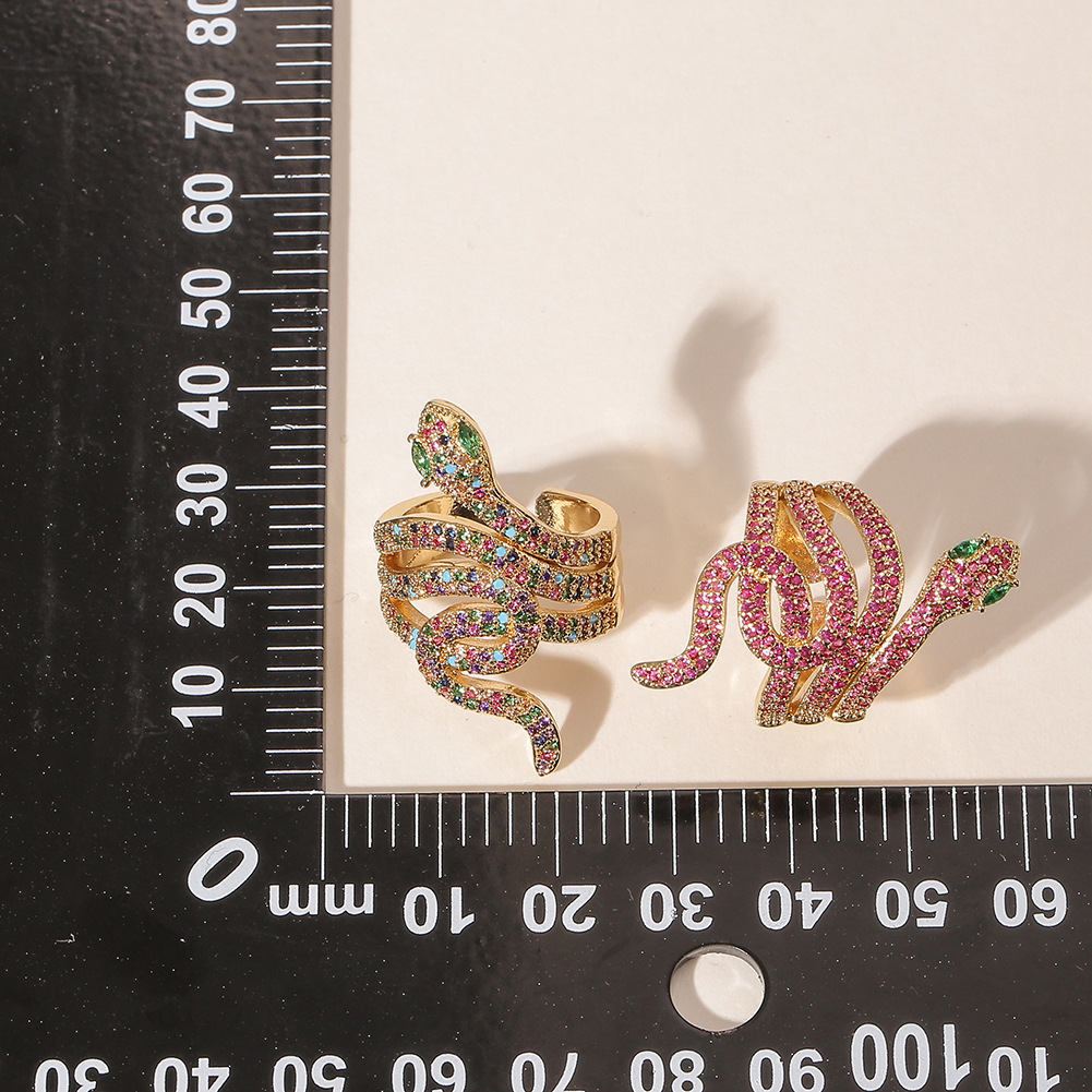 vintage cobra shaped copper inlaid zircon ring wholesale nihaojewelry