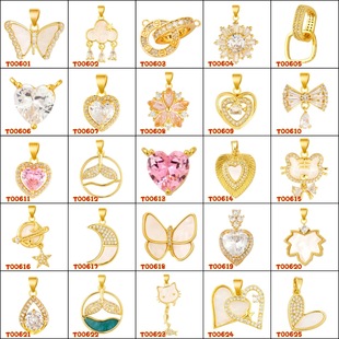 Micro inlay smart zircon accessories snowflake crown flower love water drop copper pendant diy necklace earrings pendant accessories
