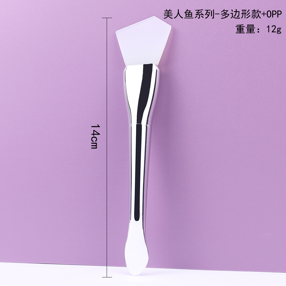 Cepillo de máscara de silicona poligonal de cola de pez todo en uno plateado