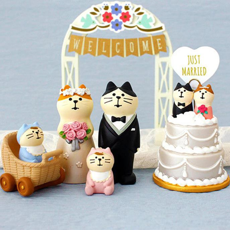 Japanese Grocery zakka Valentine's Day Gift Wedding Cake Decoration ins Resin Crafts Cat Micro Ornaments