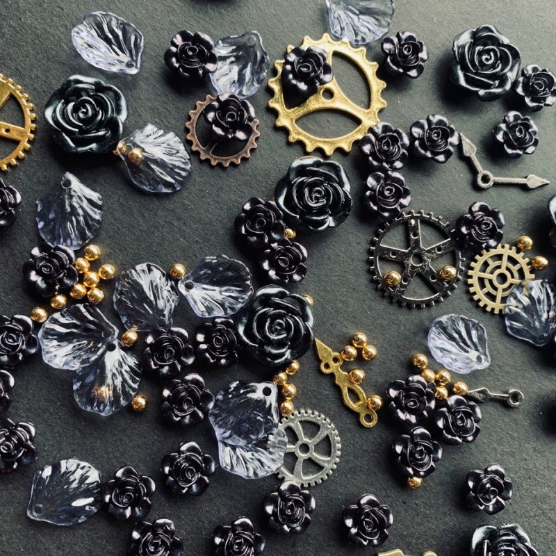 Аксессуары в стиле барокко стимпанк Темная Роза Черный смешанный DIY кремовый клей чехол для телефона счастливые аксессуары для сумок