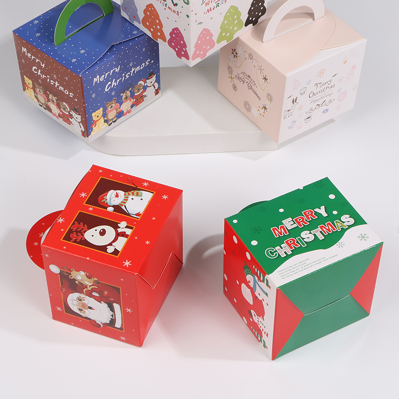 Nueva Navidad Apple caja portátil caja de fruta de seguridad de dibujos animados regalo de Navidad caja de color galleta caja de dulces