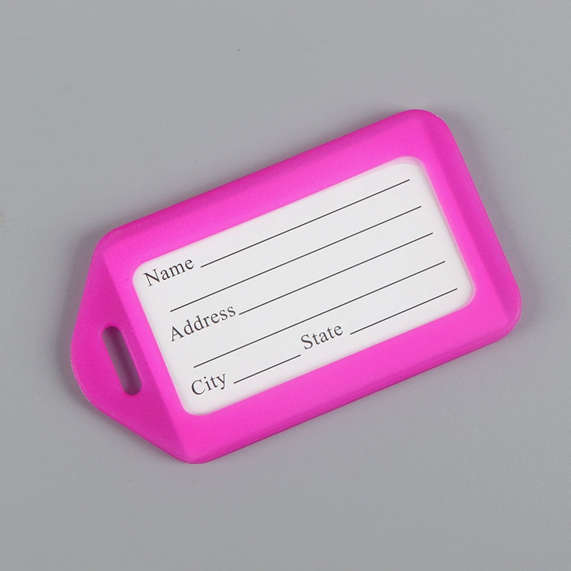 Plastic luggage tag, suitcase, airplane