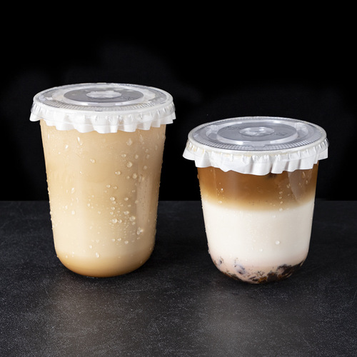 Morning glory disposable plastic milk tea cup Internet celebrity U-shaped fat cup PET wave cup cold drink cup juice cup with lid