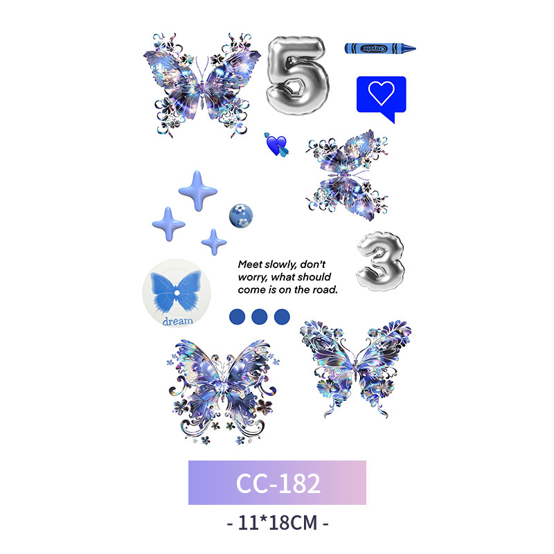 Transfronterizo en stock al por mayor de halloween colorido mariposa tatuaje pegatinas simulación sangrienta cicatriz pegatinas divertidas pegatinas impermeables