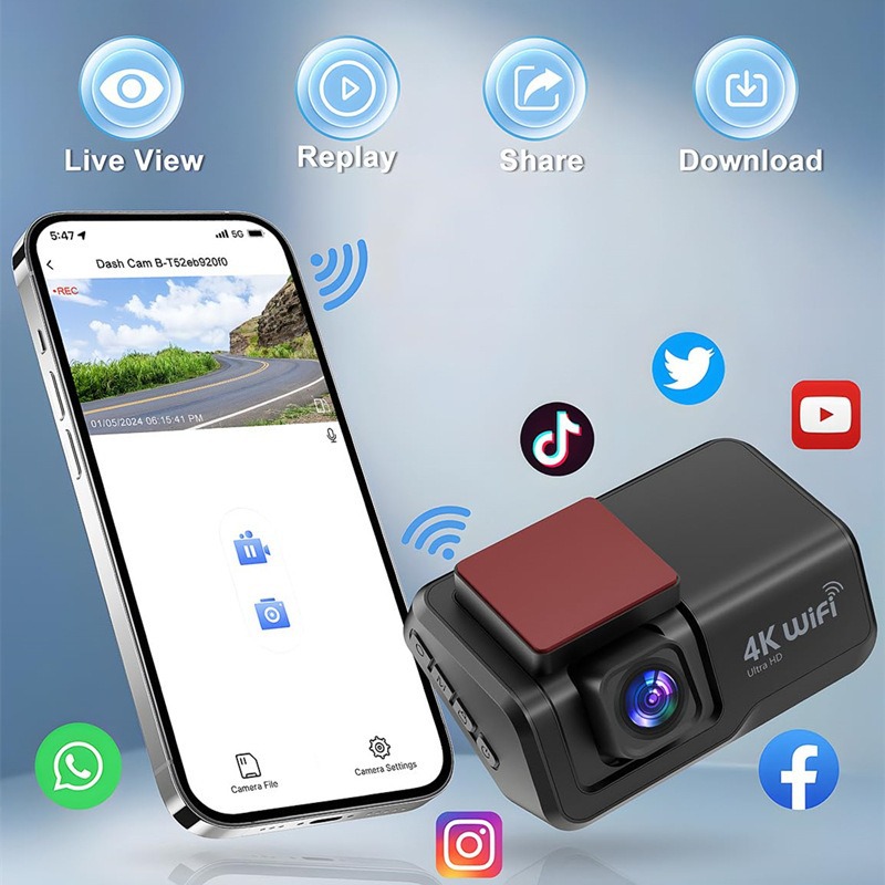 New Cross-Border Model Dash Cam with Dual Recording Front and Rear, 4K+1K High-Definition, 3inch Screens, Wifi Mobile Phone Connectivity, Parking Monitoring