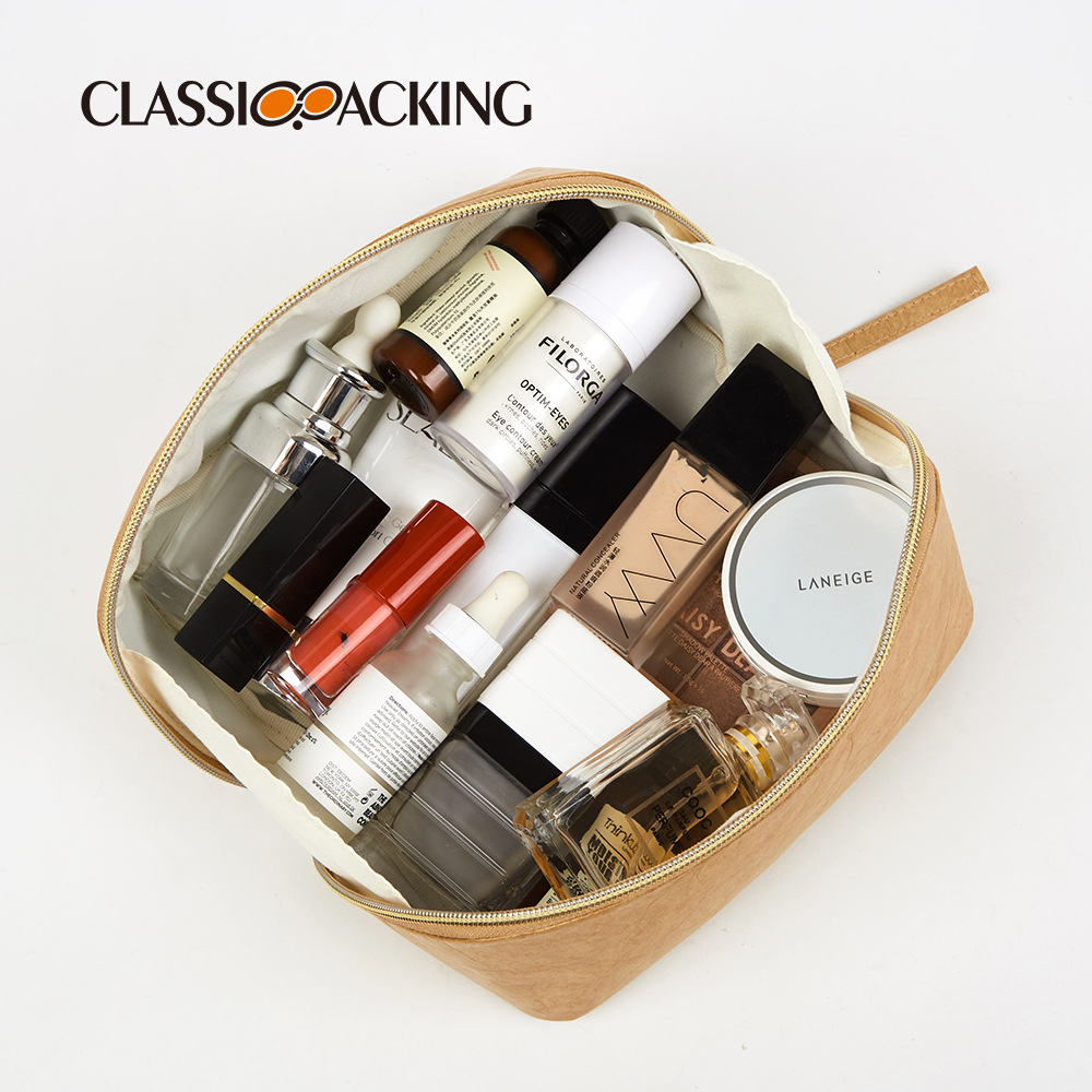 Bolsa de almacenamiento simple japonesa, bolsa de cosméticos de papel kraft ecológica, bolsa de lavado conveniente para viajes de negocios simples, se puede imprimir con logotipo