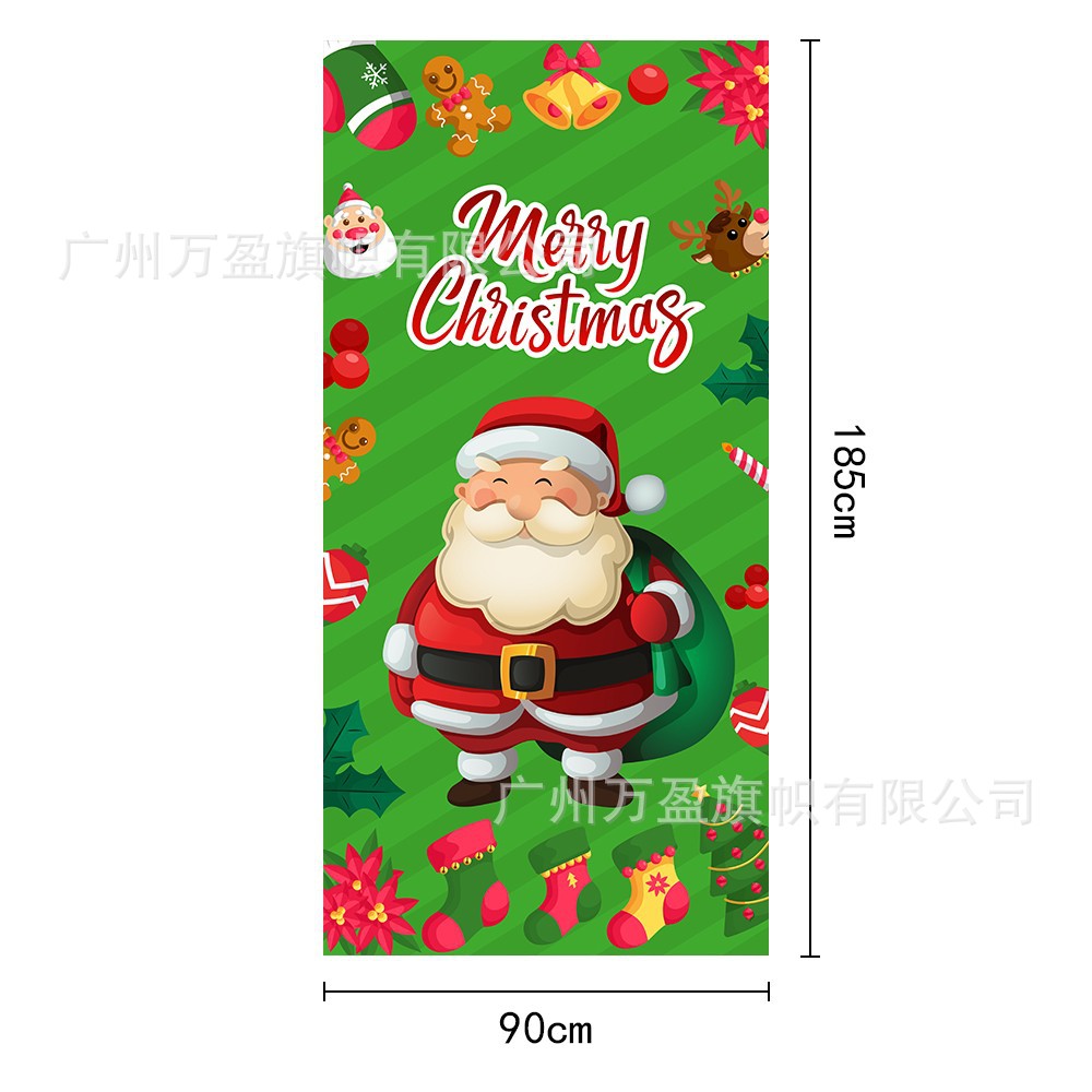 2025 nuevos productos de navidad cortina de bandera Santa Claus para ver la hoja de regalo decoración de tela colgante Bandera de bienvenida de Navidad