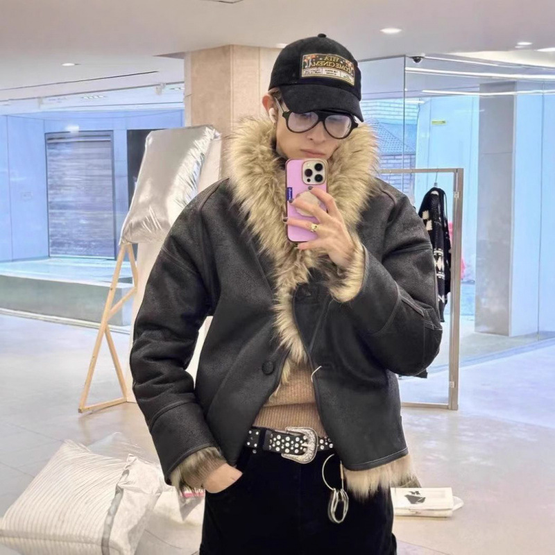 Open Yy24 Winter Retro Faux Fur Reversible Jacket Warm Coat Openyy