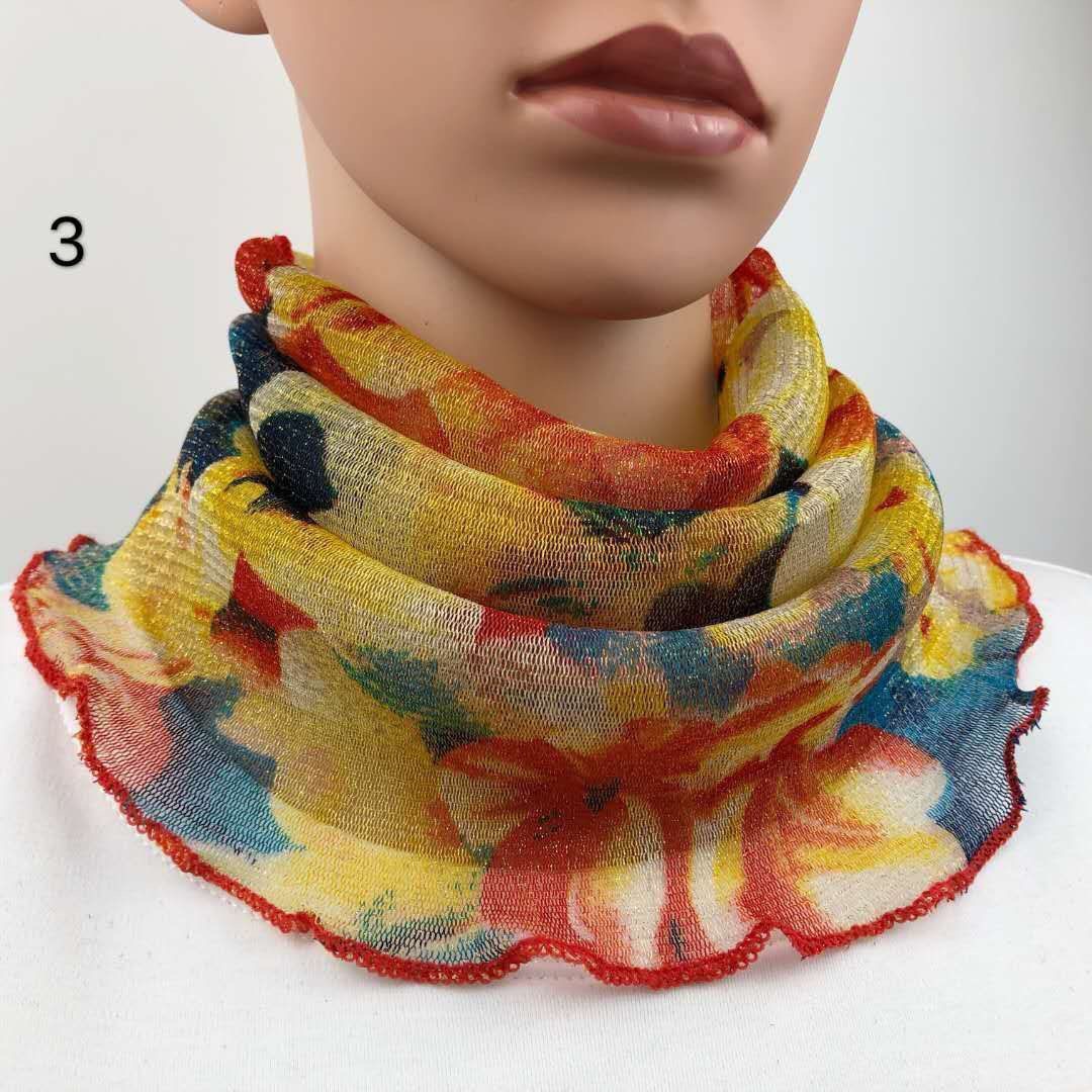 Cuello de orejas de alambre de oro para mujeres primavera y verano universal protector solar cuello de cuello multifuncional velo de cuello de cubierta de cabeza de seda pequeña bufalla